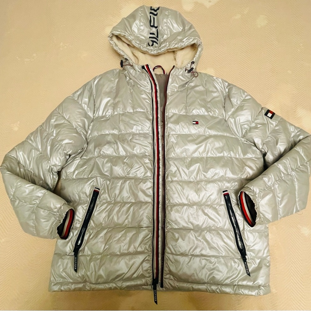 Tommy Hilfiger Metallic Silver Puffer Jacket